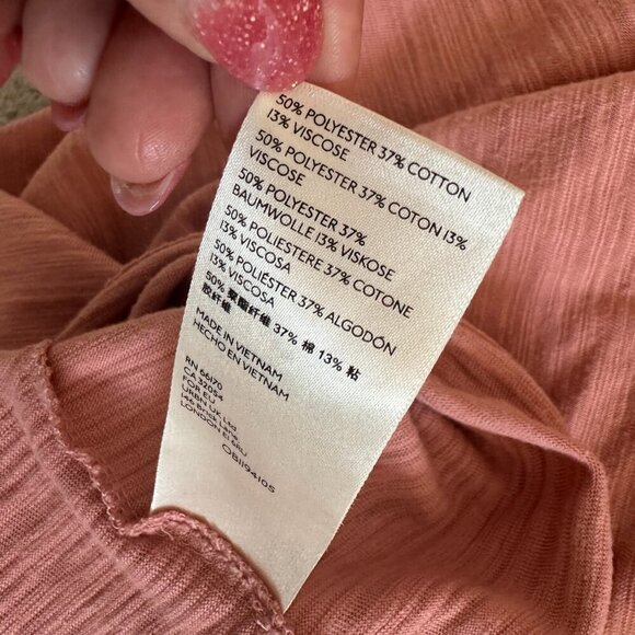 Free People Natasha Top Ruched Long Sleeve Round Neck Blush Pink - Picture 9 of 10